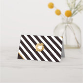 Elegant Zwart Wit Goud Streep Bruiloft Plaats Kaar Plaatskaartje (Achterkant)