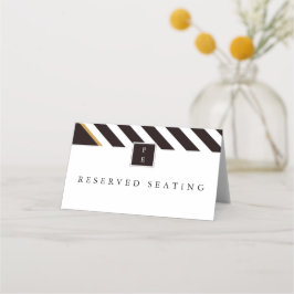 Elegant Zwart Wit Goud Streep Bruiloft Plaats Kaar Plaatskaartje