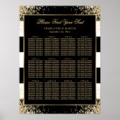 Elegant Zwart Wit Goud Trouwstoel Grafiek 12 Poster (Voorkant)