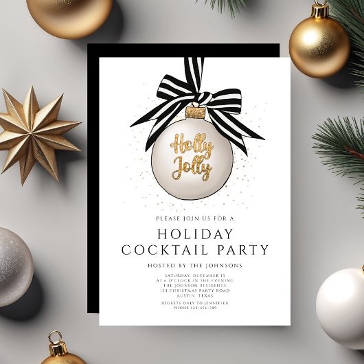 Elegant Zwart Wit Goud Vakantie Cocktail Party Kaart