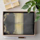 Elegant zwart-wit/goudDamaspatroon - Afdrukontwerp Tissuepapier (Geschenk)