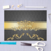 Elegant zwart-wit/goudDamaspatroon - Afdrukontwerp Tissuepapier (Craft)