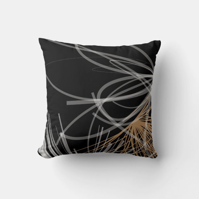 Elegant zwart-wit & gouden abstract ontwerp kussen (Voorkant)