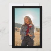 Elegant zwart wit gouden bloemen Foto Afstuderen Kaart (Achterkant)