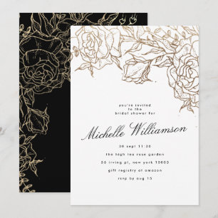 Elegant Zwart Wit Gouden Krans Vrijgezellenfeest Kaart