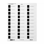 Elegant Zwart-wit | Gouden minimalistische tekst Etiket (Full Sheet)