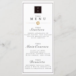 Elegant Zwart Wit & Gouden Streep Bruiloft Menu