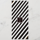 Elegant Zwart Wit & Gouden Streep Bruiloft Menu (Achterkant)