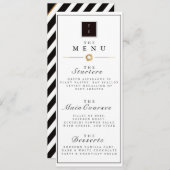 Elegant Zwart Wit & Gouden Streep Bruiloft Menu (Voorkant / Achterkant)