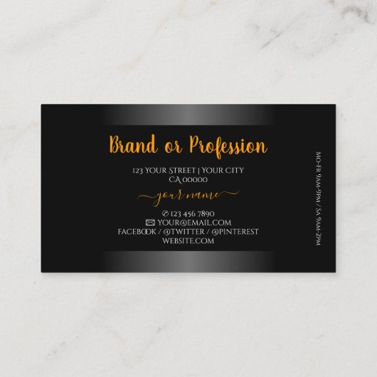 Elegant zwart-wit gradiënt Oranje Gold Lijst Visitekaartje (Achterkant)