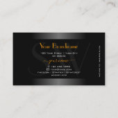 Elegant Zwart Wit Gradiënt Oranje Lijst Monogram Visitekaartje (Achterkant)