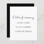Elegant zwart wit grappig huwelijksprogramma (Voorkant / Achterkant)