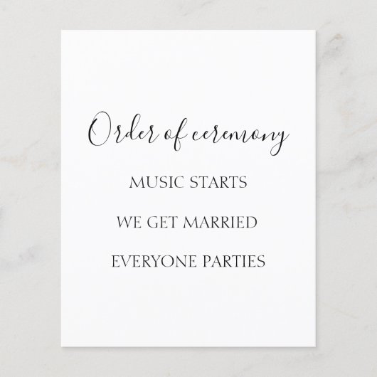 Elegant zwart wit grappig huwelijksprogramma (Voorkant)