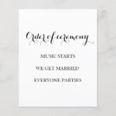 Elegant zwart-wit grappig trouwprogramma (Voorkant)