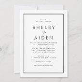 Elegant Zwart & Wit Grens Moderne Huwelijk Kaart (Voorkant)