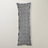 Elegant zwart-wit Grieks patroon Lichaamskussen (Achterkant (Verticaal))