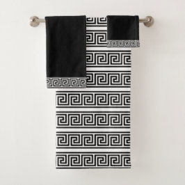 Elegant zwart-wit Griekse patroon Bad Handdoek