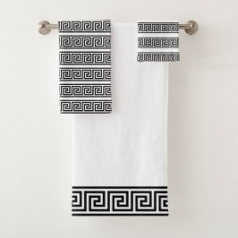 Elegant zwart-wit Griekse patroon Bad Handdoek