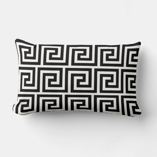 Elegant zwart-wit Griekse patroon Kussen (Voorkant)