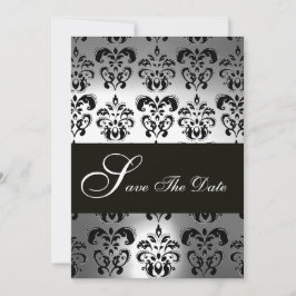 ELEGANT ZWART WIT GRIJS DAMASK MONOGRAM Bruiloft Save The Date