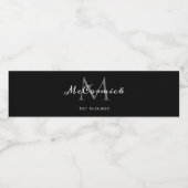 Elegant Zwart Wit Grijs Familie Monogram Waterfles Etiket (Enkel label)