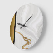Elegant Zwart Wit Grijs Goud Marmeren Patroon Grote Klok (Hoek)