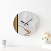 Elegant Zwart Wit Grijs Goud Marmeren Patroon Grote Klok (Huis)