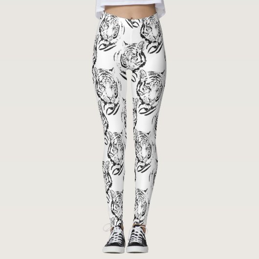 Elegant zwart-wit, groot design leggings (Voorkant)