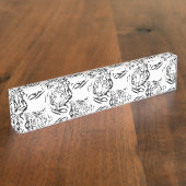 Elegant zwart-wit, groot design naambordje (Zijkant)