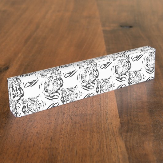 Elegant zwart-wit, groot design naambordje (Zijkant)