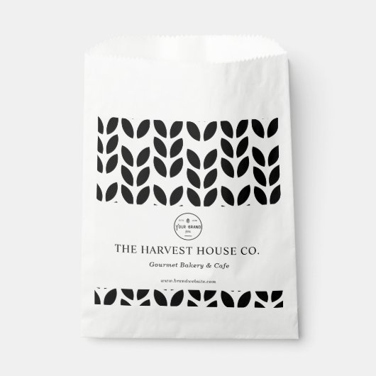Elegant Zwart & Wit Groot Tarwepatroon Bakkerij Bedankzakje (Voorkant)