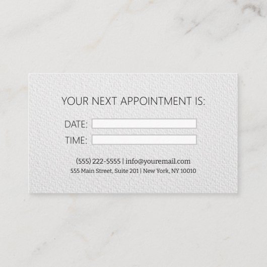 Elegant Zwart Wit Haarstylist Afspraakkaart Visitekaartje (Achterkant)