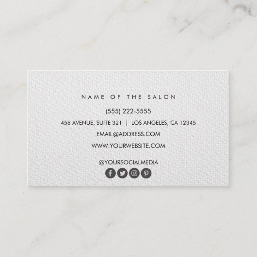 Elegant Zwart wit Haarstylist Schaar Minimalist Visitekaartje (Achterkant)