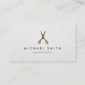 Elegant Zwart wit Haarstylist Schaar Minimalist Visitekaartje (Voorkant)