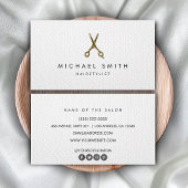 Elegant Zwart wit Haarstylist Schaar Minimalist Visitekaartje