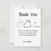 Elegant Zwart-wit Halloween baby shower Bedankkaart (Voorkant)
