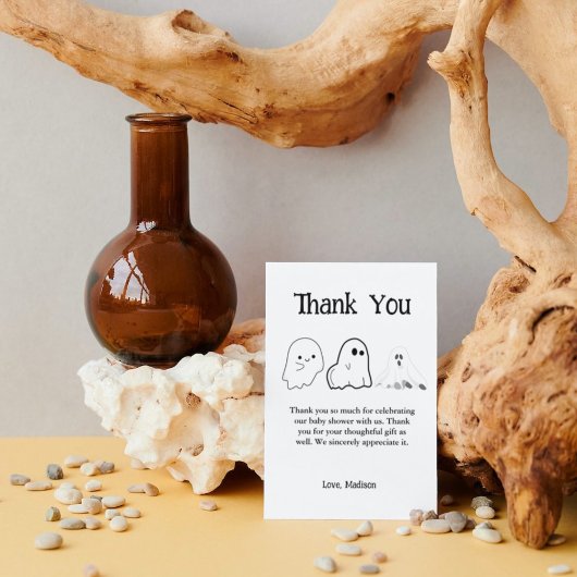 Elegant Zwart-wit Halloween baby shower Bedankkaart
