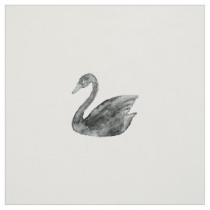 Elegant zwart-wit handbeschilderd waterverf-zwaan stof