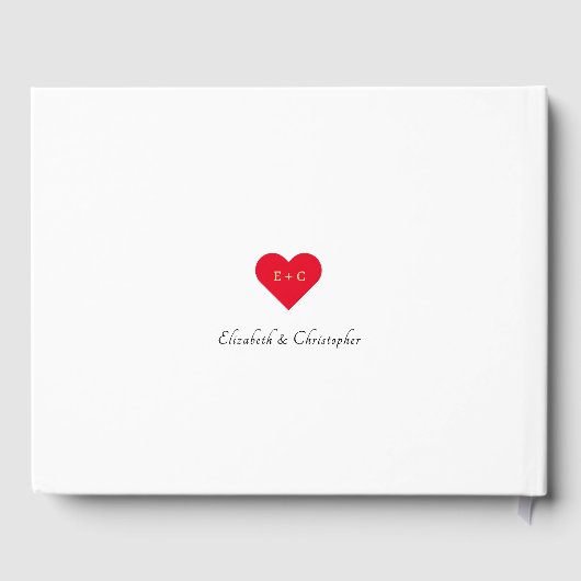 Elegant zwart-wit hart bruiloften Jubileum Gastenboek (Achterkant)