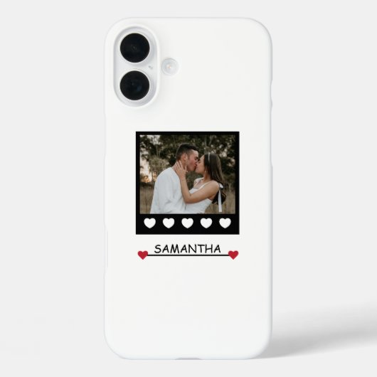 Elegant zwart-wit hart gepersonaliseerd modern Case-Mate iPhone case (Achterkant)