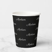 Elegant zwart wit het naampatroon van het douanema papieren bekers (Achterkant)