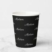 Elegant zwart wit het naampatroon van het douanema papieren bekers (Links)