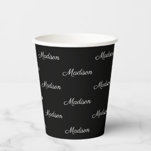 Elegant zwart wit het naampatroon van het douanema papieren bekers