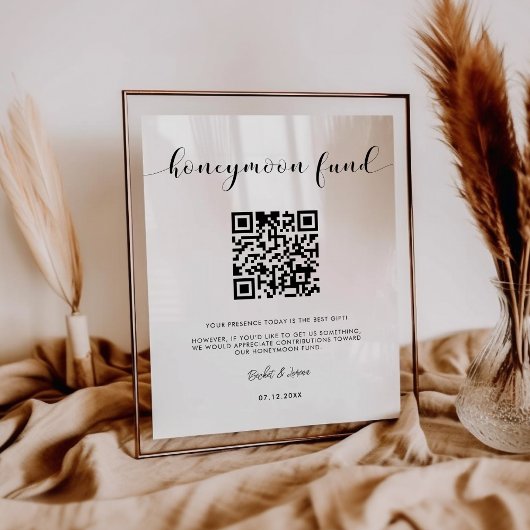 Elegant zwart-wit Honeymoon code QR Poster