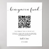 Elegant zwart-wit Honeymoon code QR Poster (Voorkant)