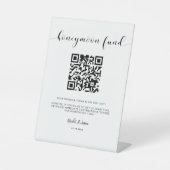Elegant zwart-wit Honeymoon code QR Reclamebord Met Voetstuk (Voorkant)