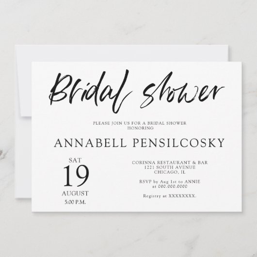 Elegant zwart wit horizontaal Vrijgezellenfeest Kaart (Voorkant)