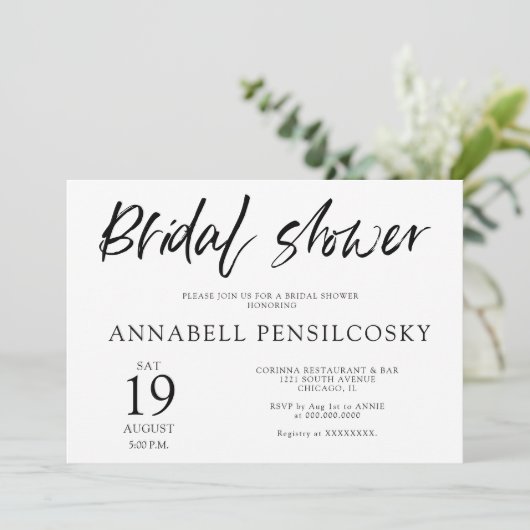 Elegant zwart wit horizontaal Vrijgezellenfeest Kaart (Staand voorkant)