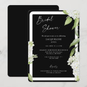 Elegant zwart wit hortensia Vrijgezellenfeest Kaart (Voorkant / Achterkant)