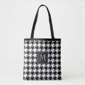 Elegant zwart-wit Houndstooth Monogram Tote Bag (Voorkant)